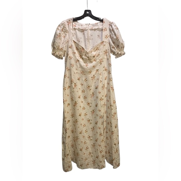 Reformation Dresses & Skirts - REFORMATION White Ditsy Floral Heirloom Linen Puff Sleeve Maxi Dress Sz 12 L